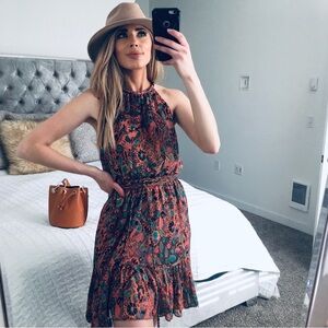 A.L.C Belted Silk Floral Dress